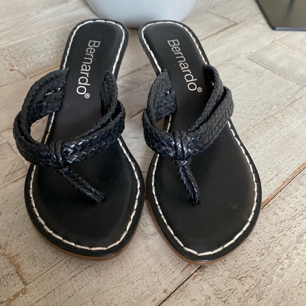 Bernardo Black Braided Sandals